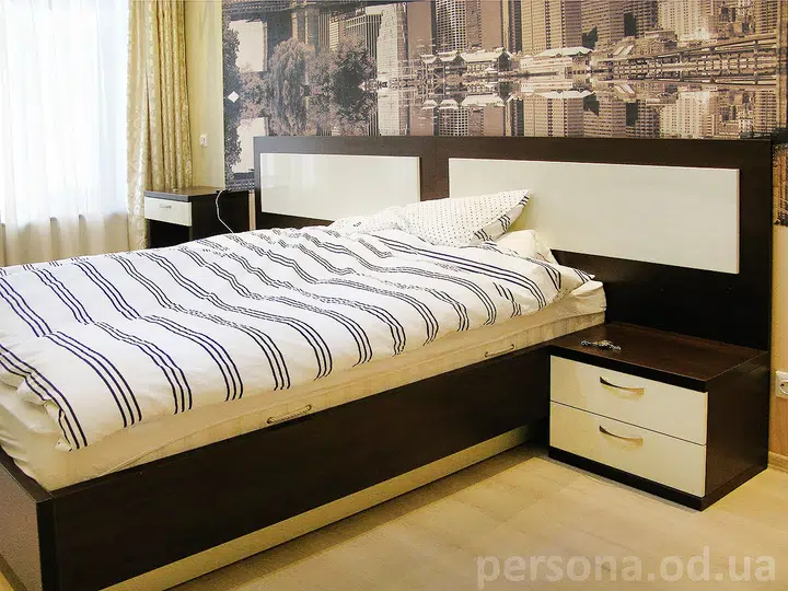 Bedroom with a photo mural