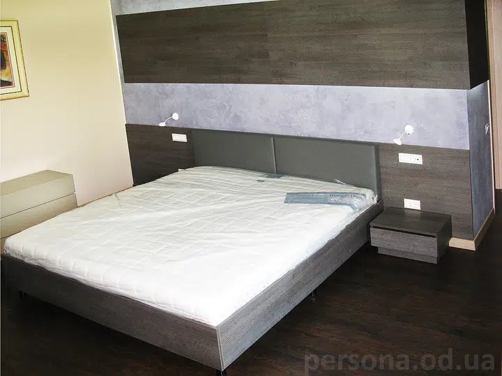 Bedroom with a lit panel