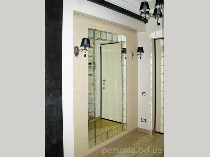 Large mirror in a hallway