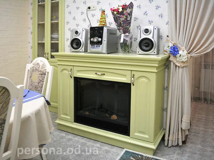 Fireplace in a kitchen