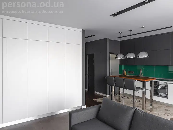 Grey kitchen with bright accents
