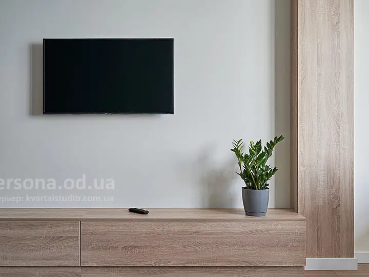 TV zone in a studio kitchen