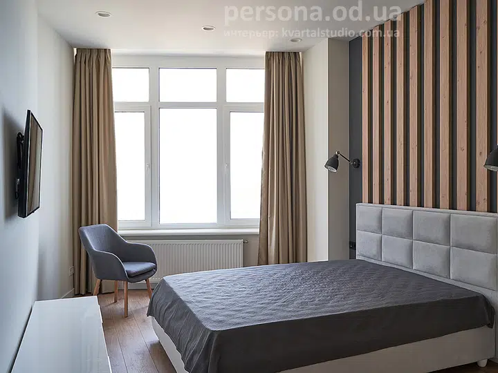 Wardrobe and panels in a light bedroom