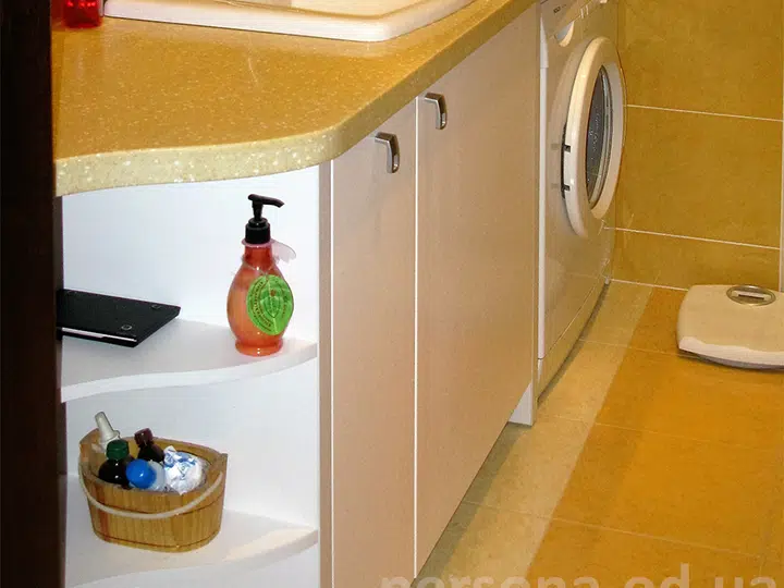 Bathroom vanity with shelves