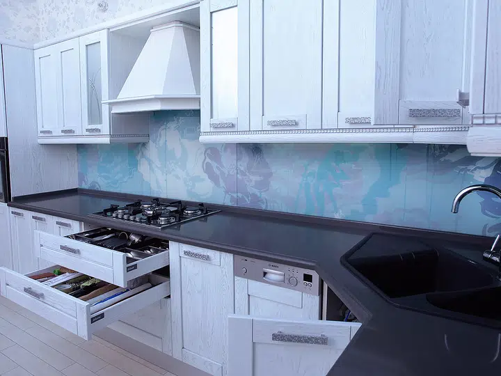 Wooden kitchen with a silver patina