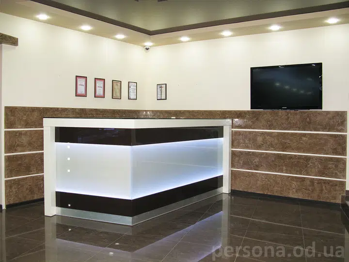 Reception desk with lighting