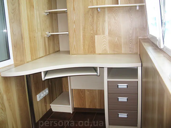 Desk on a balcony
