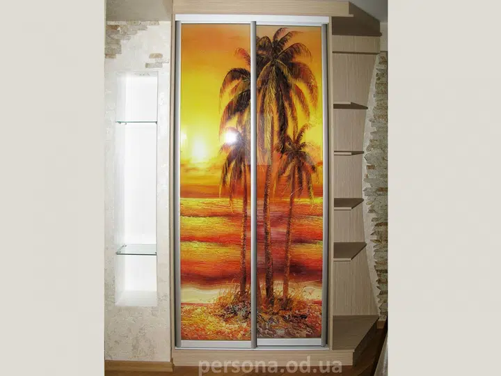 Sliding wardrobe with a photo print