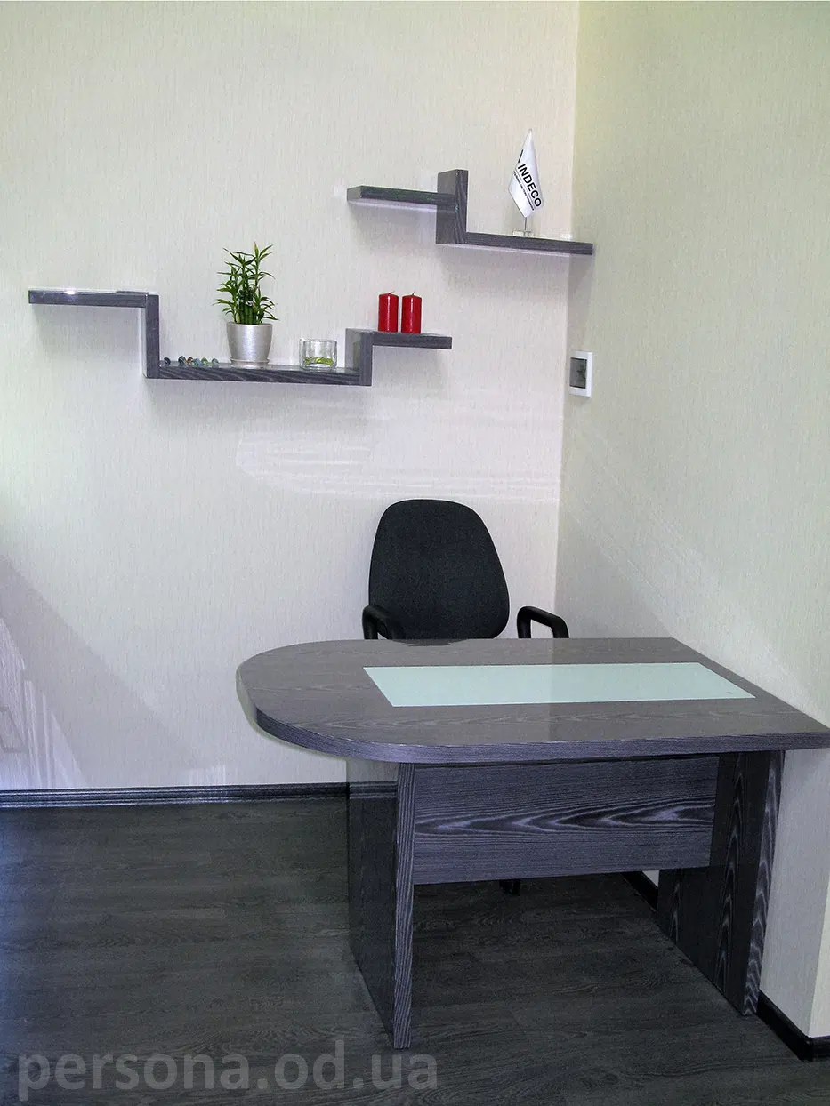 Veneered desk and shelves