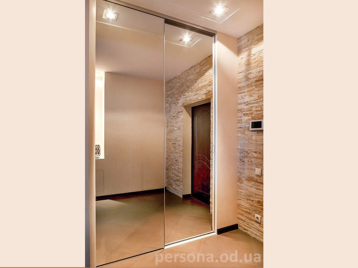 Mirrored wardrobe in a corridor