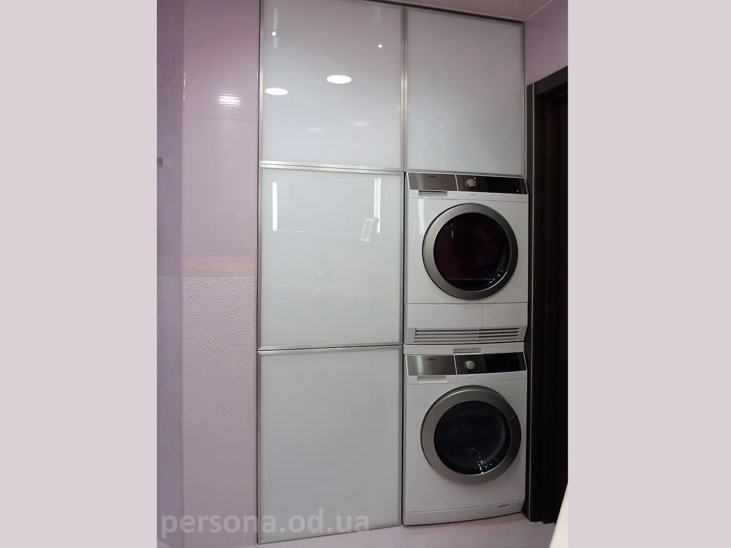Glass doors to a utility block