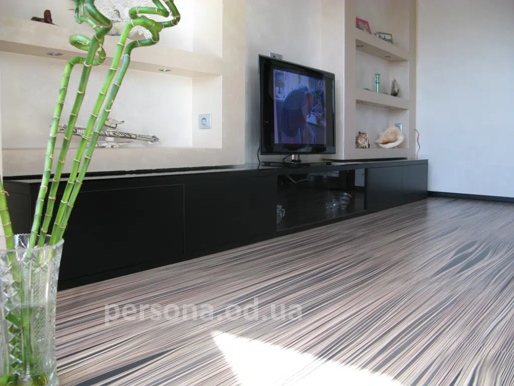Black living room with glass