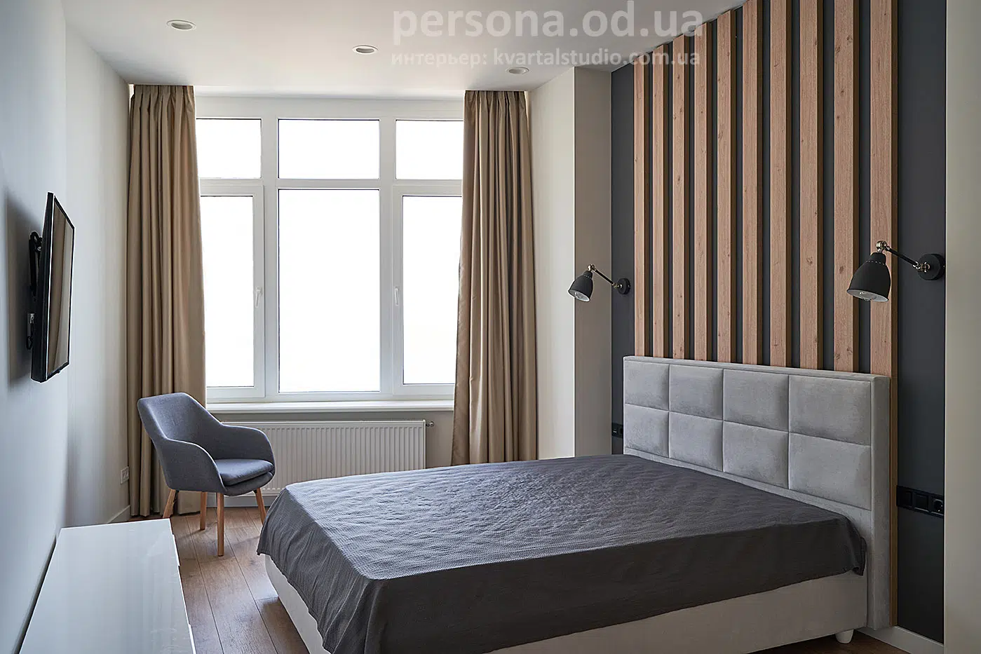 Wardrobe and panels in a light bedroom